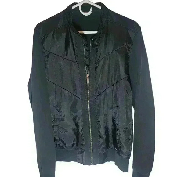 Calvin Klein Womens Jacket Coat Black Full Zipper Pocket Mock Neck Snap Button L - Picture 1 of 11